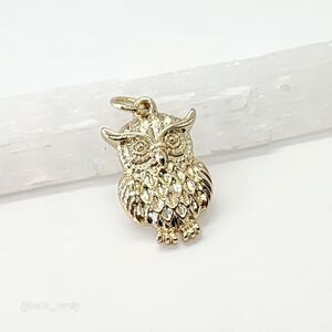 Cute! Spring Owl Tiny Minimalistic Gold Jewelry Pendant Gift 1" Cottagecore
